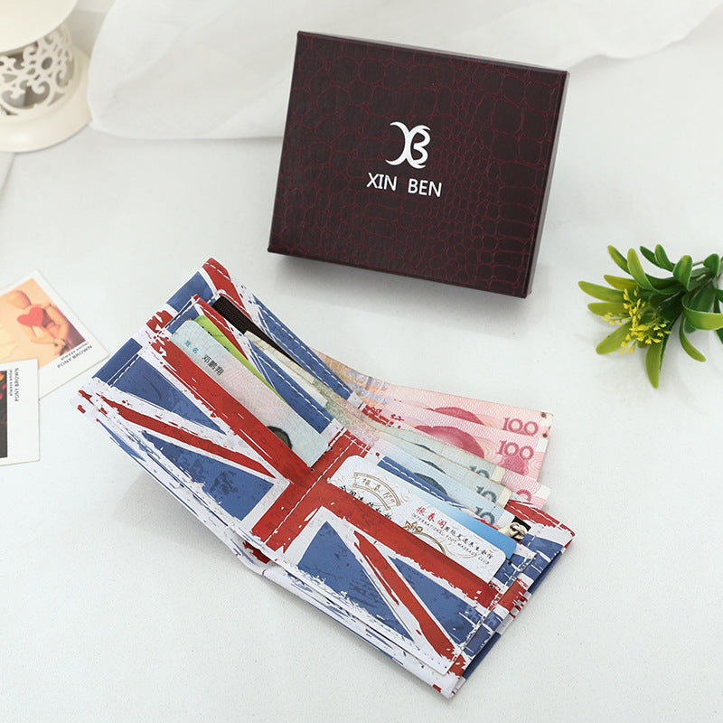 Wholesale Retro Creative Printed Men's Short PU Leather Wallet